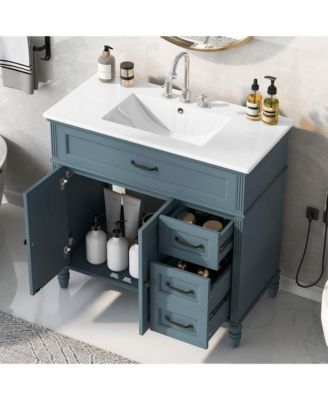 36" Bathroom Vanity with Sink, Cabinet with Drawers and Solid Frame, One Package
