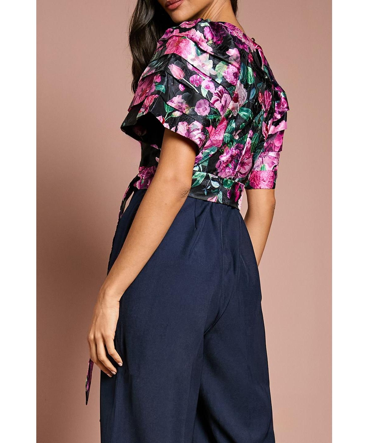 Coast Women's Printed Tiered Sleeve Organza Jumpsuit
