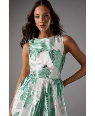 Women's Jacquard Fit And Flare Midi Dress