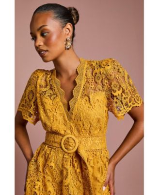 Women's Tiered Lace Midi Dress