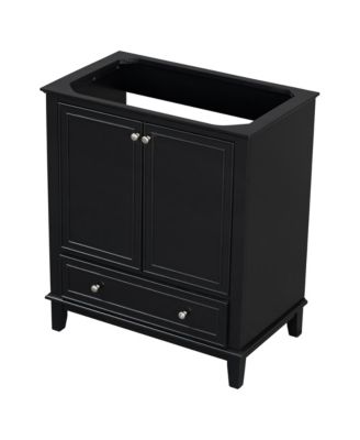30" Bathroom Vanity, Base Only, Multi-Functional Cabinet with Doors and Drawer, Solid Frame and MDF Board