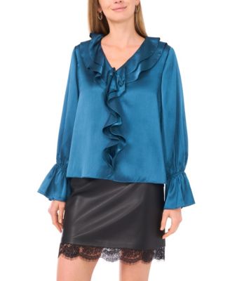 Vince Camuto - Women's Ruffled V-Neck Bell-Sleeve Blouse