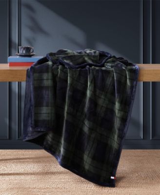 Printed Plush Plaid Throw, 70" x 50"