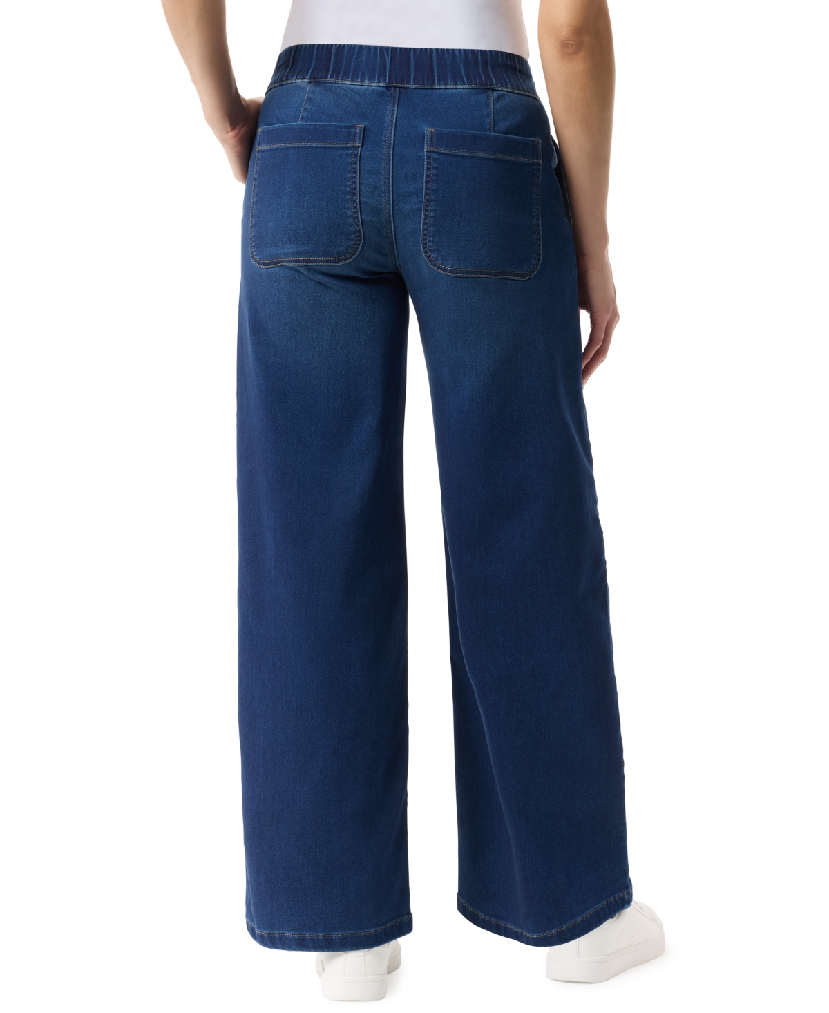 Gloria Vanderbilt Petite Knit Wide Leg Jeans In Blue