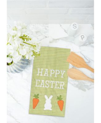 Happy Easter" Bunny Rabbit w/ Carrots Cotton Kitchen Dishtowel