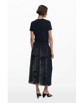 Women's Newspaper texture midi skirt