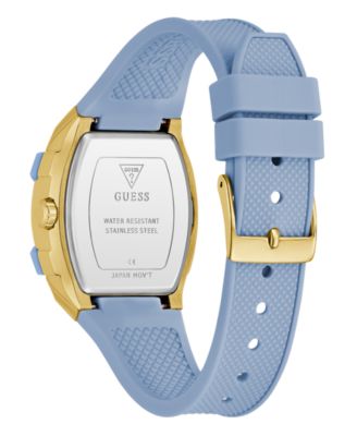 Women's Gold-Tone Light Blue Silicone Multi-Function Watch, 35mm