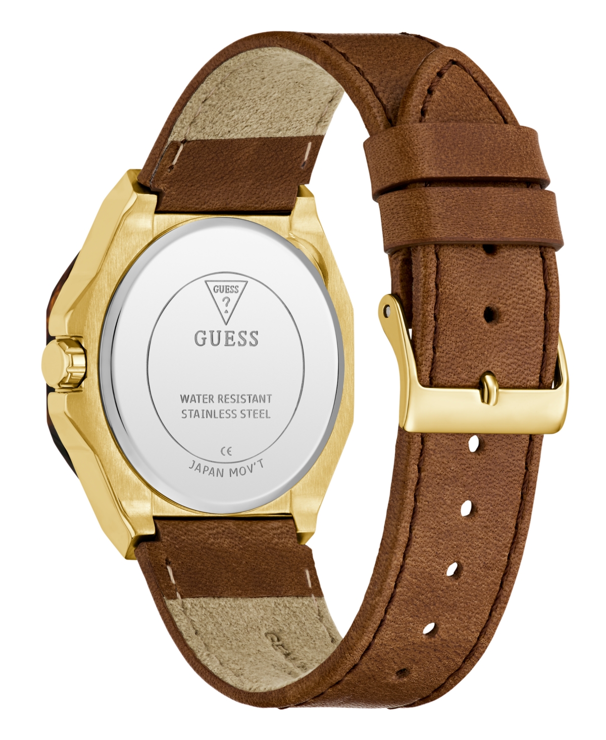 Guess Women's Gold-Tone Brown Leather Multi-Function Watch, 36mm