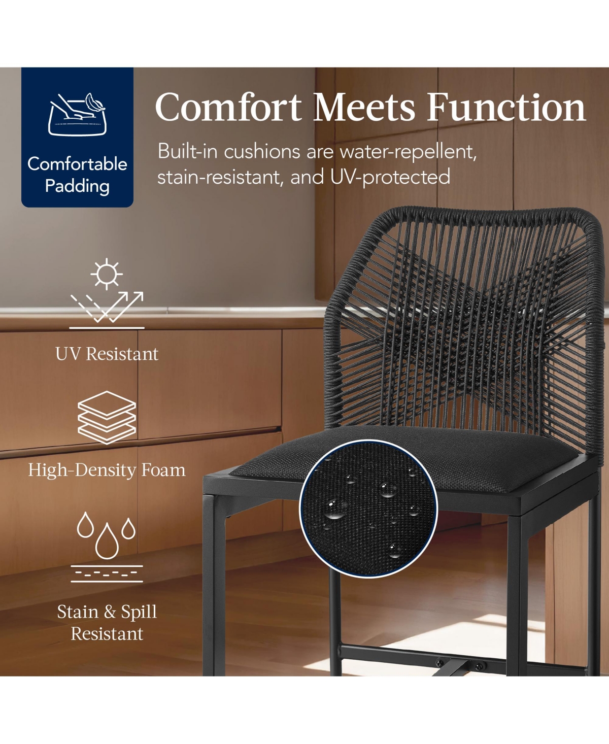 Best Choice Products Set of 2 Indoor Outdoor Counter Height Barstools w/ All-Weather Rope & Aluminum