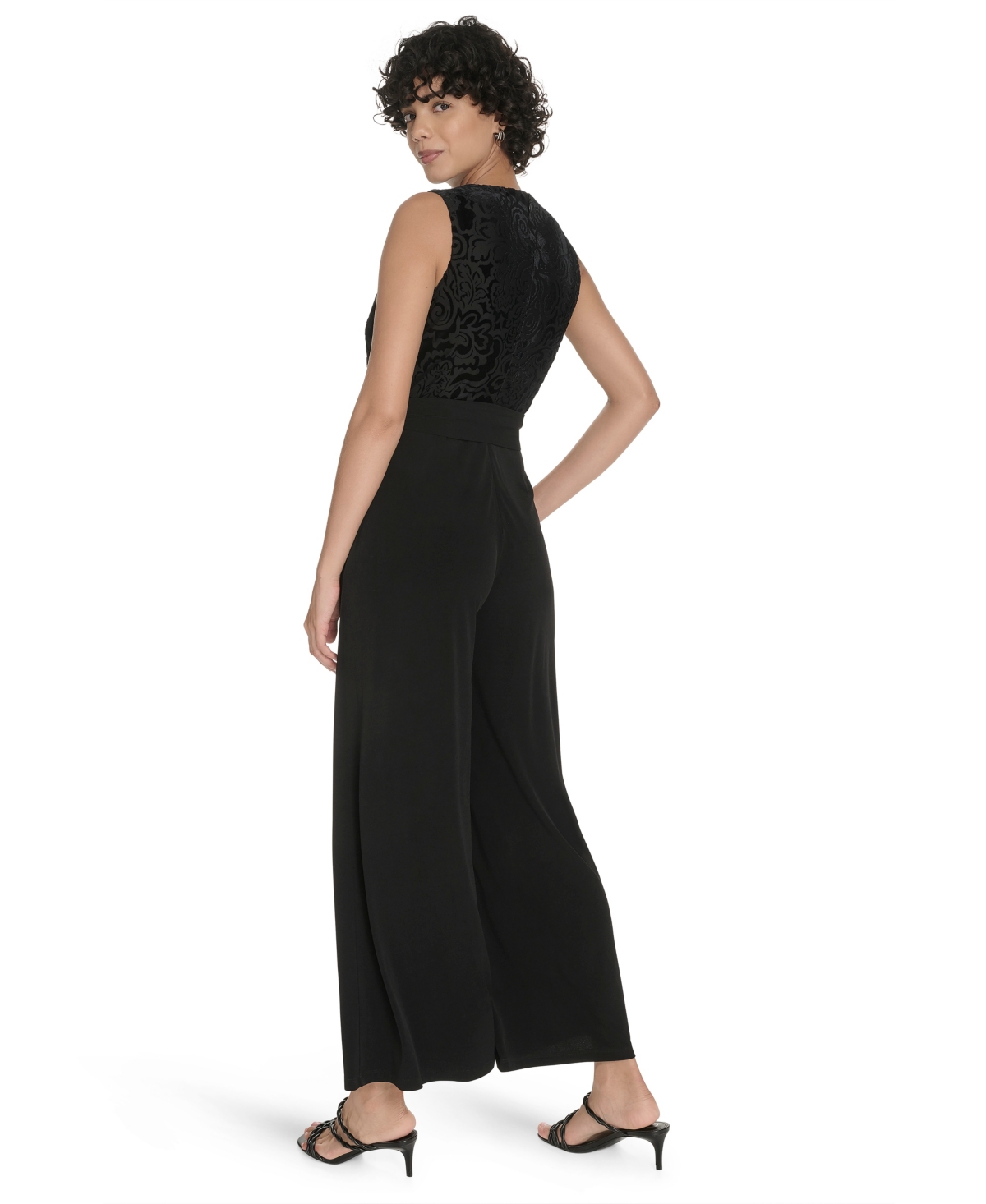 Tommy Hilfiger Women's Burnout Sleeveless Jumpsuit In Black