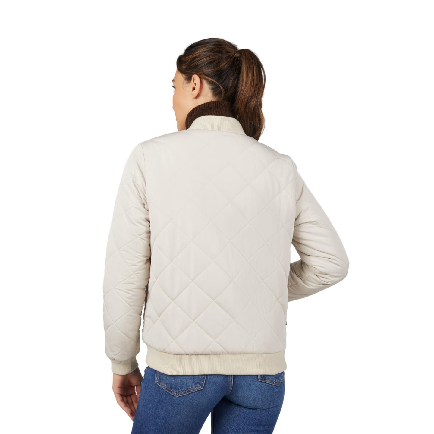 Женская куртка Free Country Stratus Lite Reversible Quilted Bomber, цвет: Овсяный — фото 9