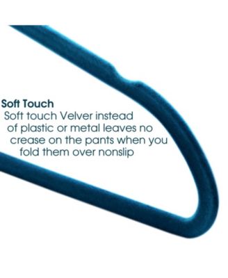 Home 50 Piece Flocked Velvet Clothes Hangers with Stainless Steel Swivel Hooks in Pink