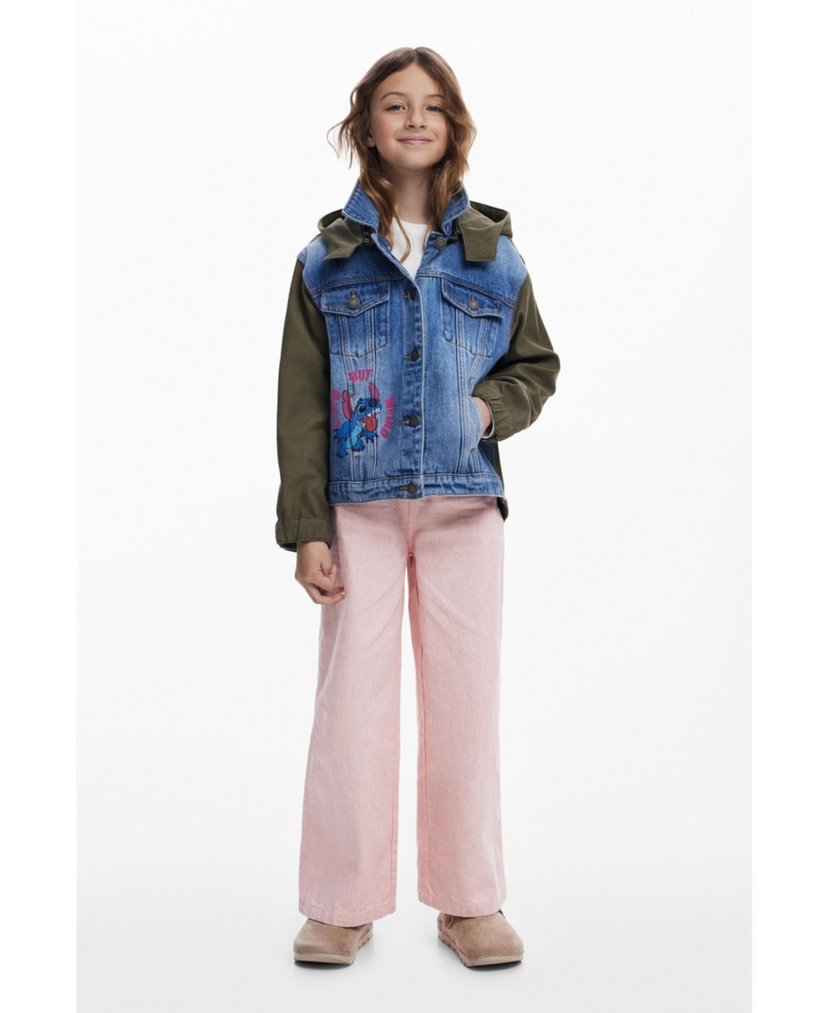 Desigual Girls's Stitch Combined Parka In Blue