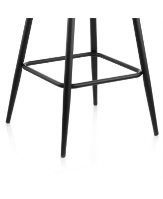 2-Pc. Velvet Tufted Metal-Leg Bar Chairs