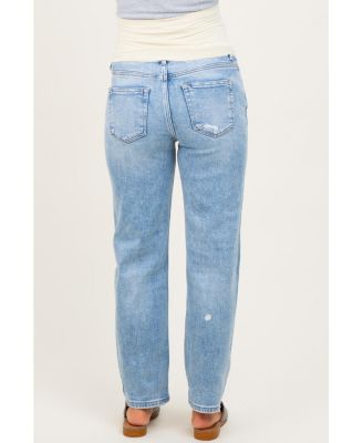 Light High Rise Ankle Boyfriend Distressed Maternity Jeans
