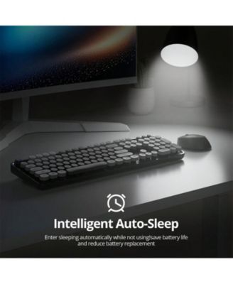 Wireless Keyboard And Mouse Set - Cute Keyboard And Mouse Combo, Full Size Keyboard With Number Pad & Round Keycaps For Windows PC Laptop