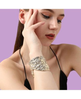 Women's Green Dented Cuff Bracelet