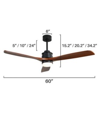 60 Inch 3 Blade Ceiling Fan with LED Light, Remote Control, and Timer Function