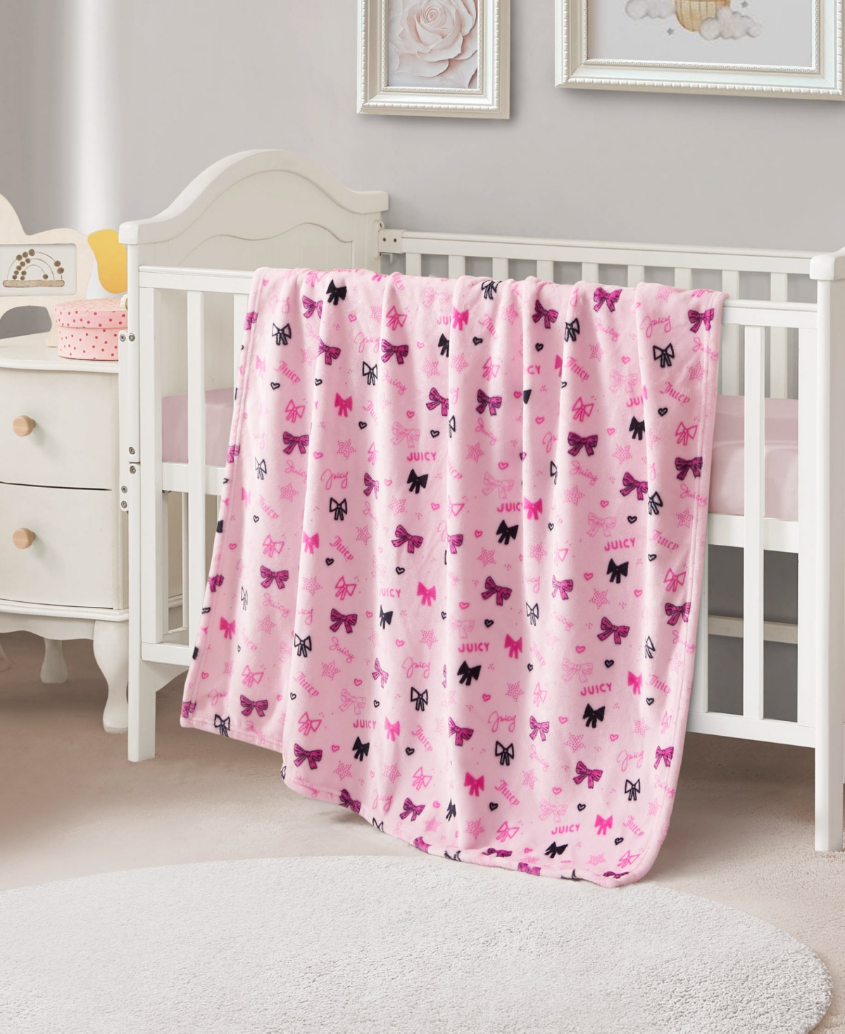 Juicy Couture Baby Plush Throw Blankets, 40" X 50" In Pink