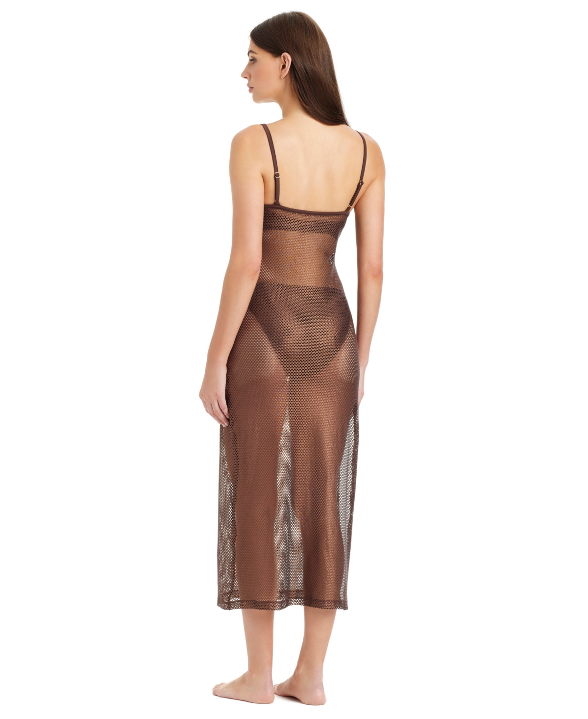 Sanctuary Sea Crochet Midi Slip Cover-up Dress In Brown