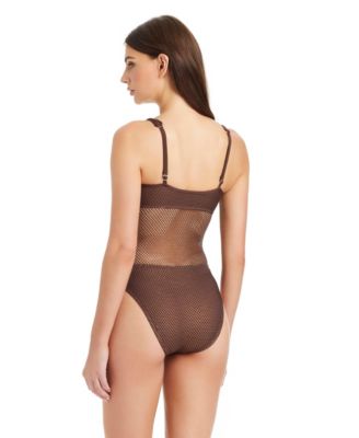 Sea Crochet Over The Shoulder Scoop Neck Tank Swimsuit