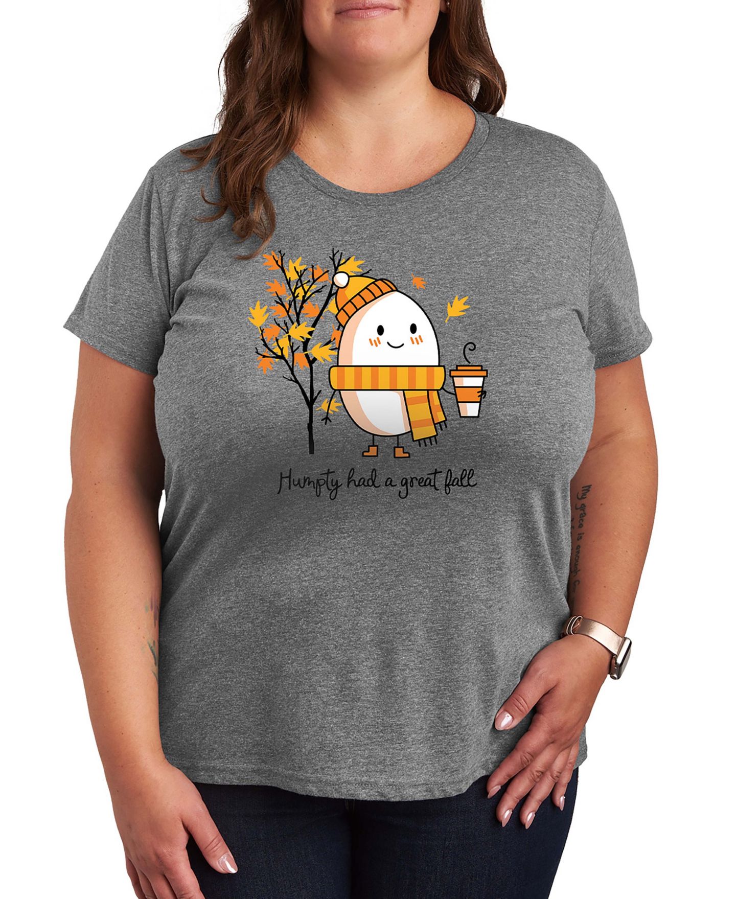 Женские футболки Hybrid Apparel Plus Size Humpty Dumpty Short Sleeve Graphic T-shirts, цвет: Меланжевый — фото 1