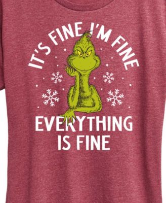 Grinch Christmas Everything is Fine Women's Short Sleeve Graphic T-shirts