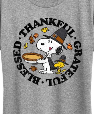 Thanksgiving Snoopy and Woodstock Blessed Women's Short Sleeve Graphic T-shirts