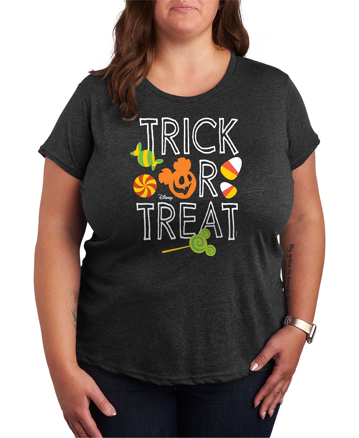 Женские футболки Hybrid Apparel Disney Trick or Treat Mickey Mouse Short Sleeve Graphic T-shirts, цвет: Меланжевый, вариант 1 — фото 1