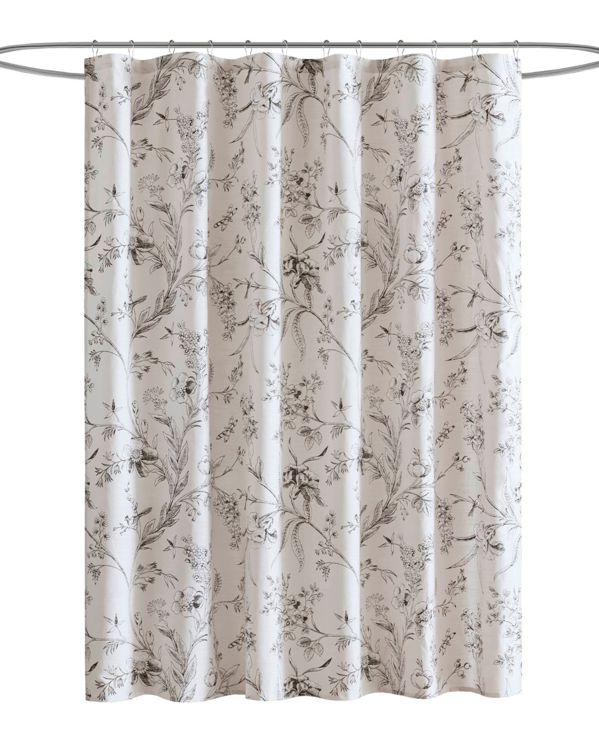 Laura Ashley Branch Toile Vintage Floral Shower Curtain, 72" X 72" In White