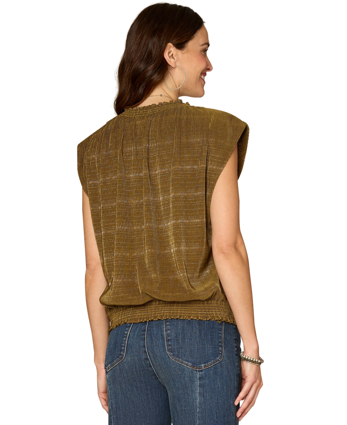 Democracy Petite Extended Cap Sleeve Crewneck Top