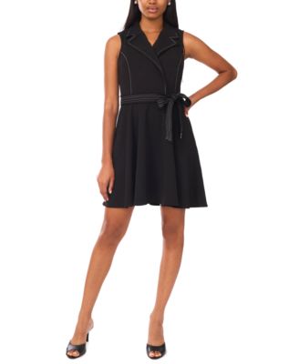 Women's Sleeveless Self Belt Wrap Dress