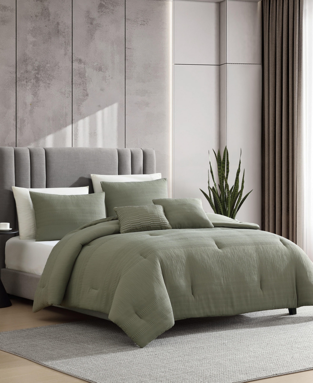 Kenneth Cole New York Solid Variegated Waffle 2-pc. Comforter Set, Twin In Green
