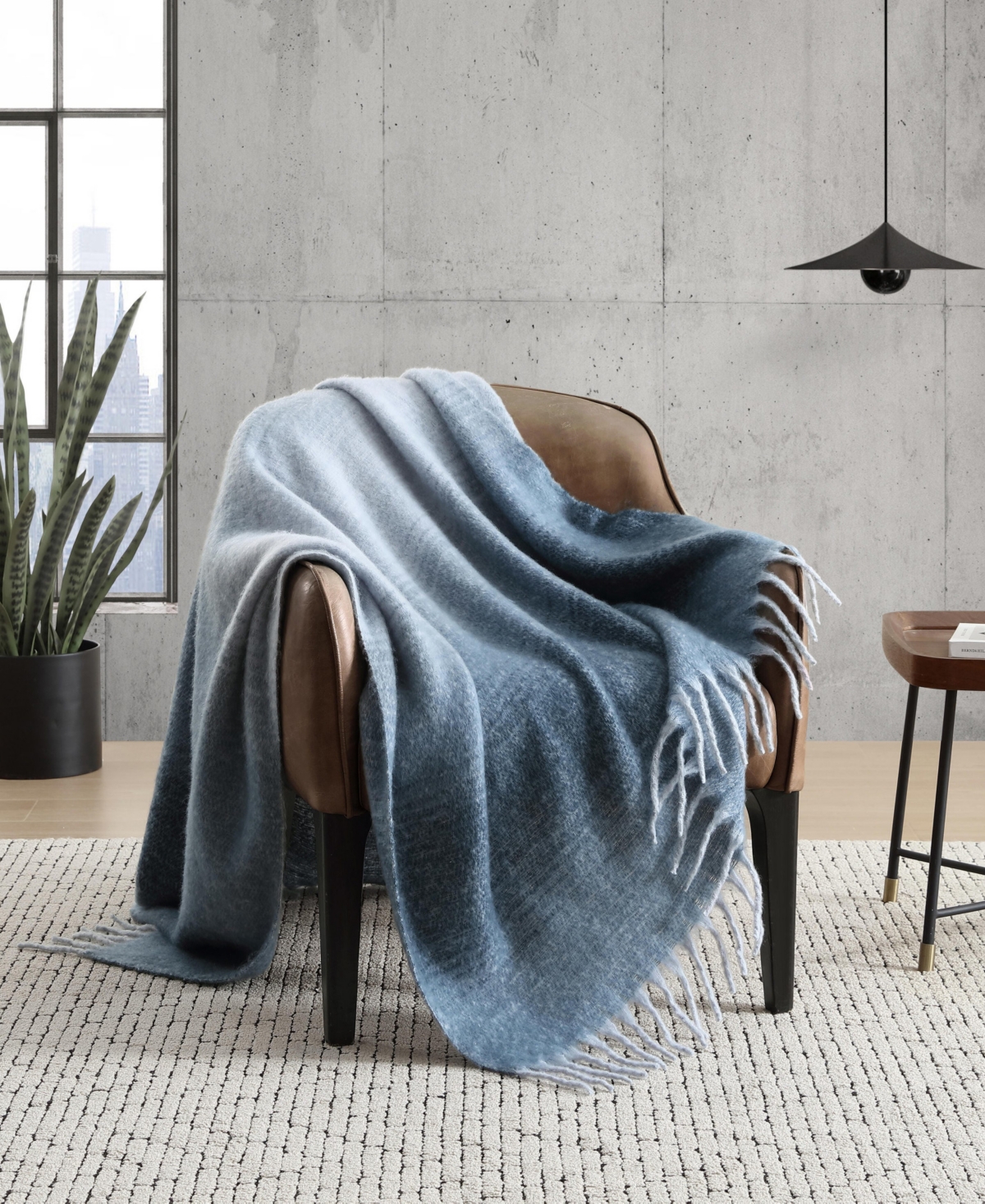 Kenneth Cole New York Faux Fur Mohair Throw Blanket, 70" X 50" In Multi