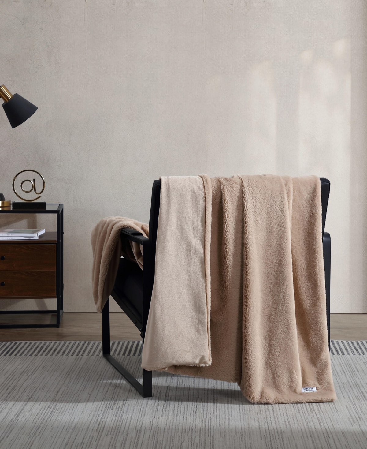 Kenneth Cole New York Solid Faux Fur Throw Blanket, 70" X 50" In Brown