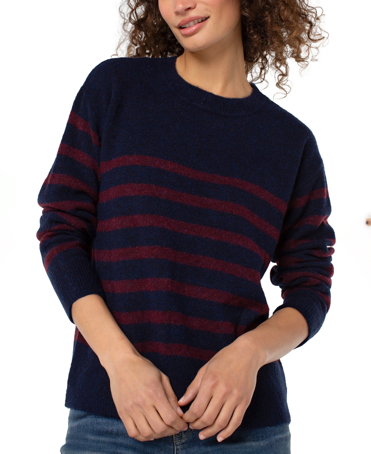 Liverpool Los Angeles Long Sleeve Crew Neck Dropped Shoulder Sweater In Blue