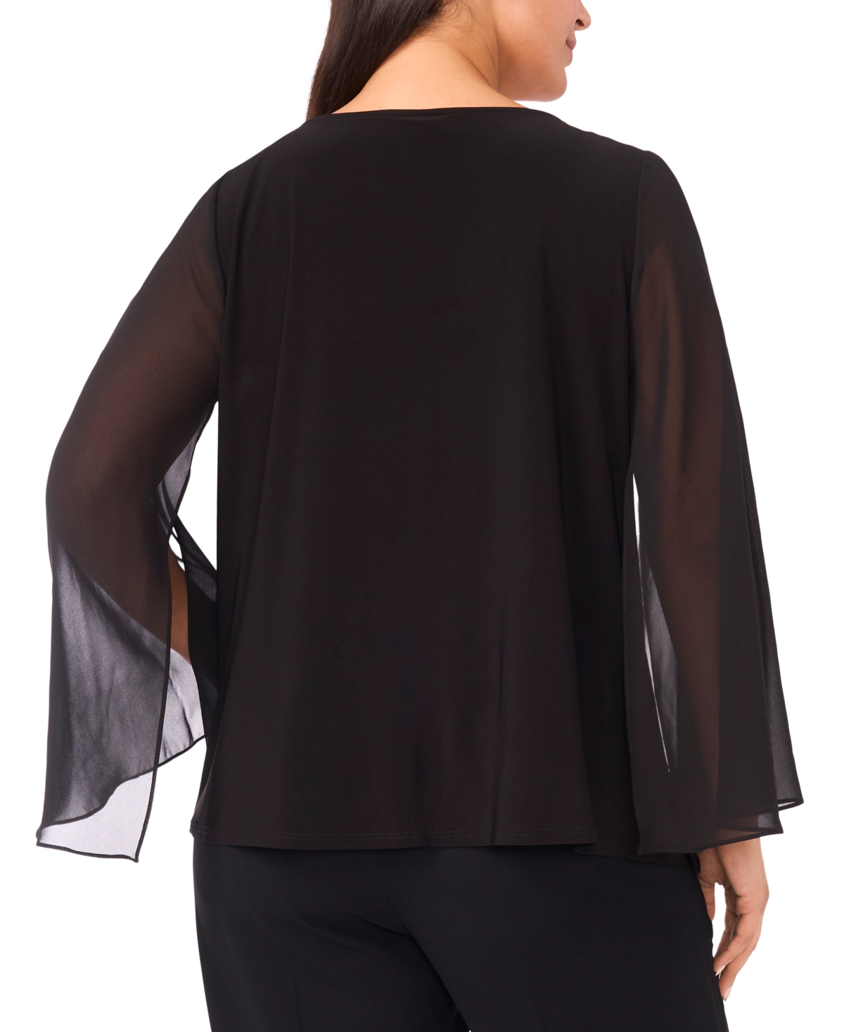 Msk Plus V-Neck Surplice with Beaded Sleeves Top