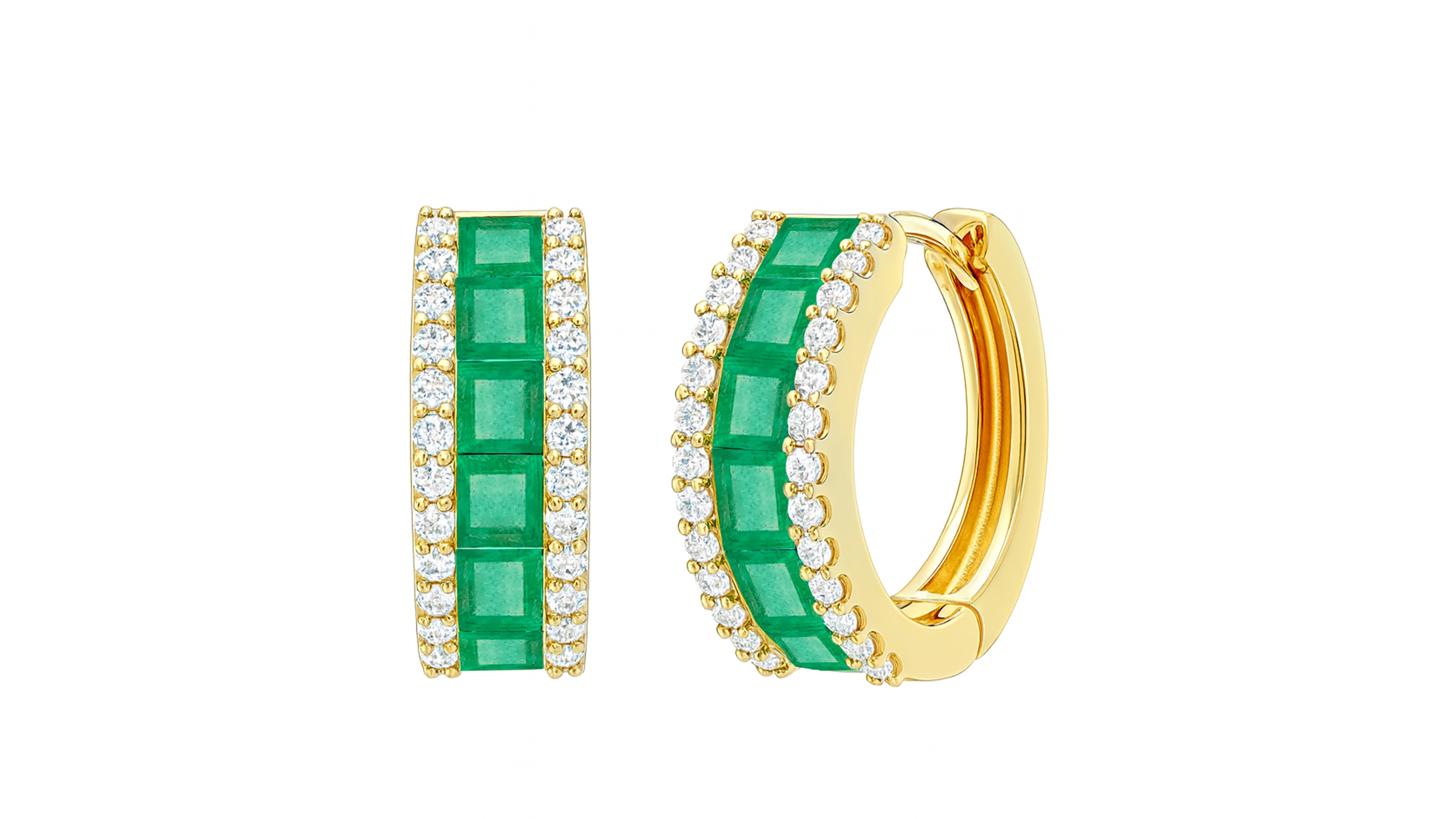 Macy's Emerald (1-1/3 ct. t.w.) and Diamond (1/4 Earrings 14K White Gold