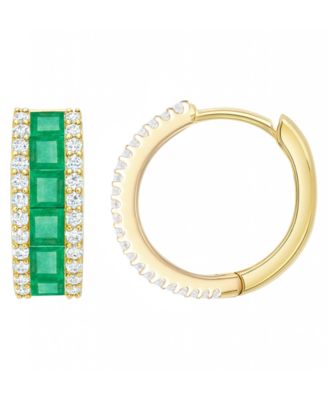Emerald (1-1/3 ct. t.w.) and Diamond (1/4 ct. t.w.) Earrings in 14k Gold
