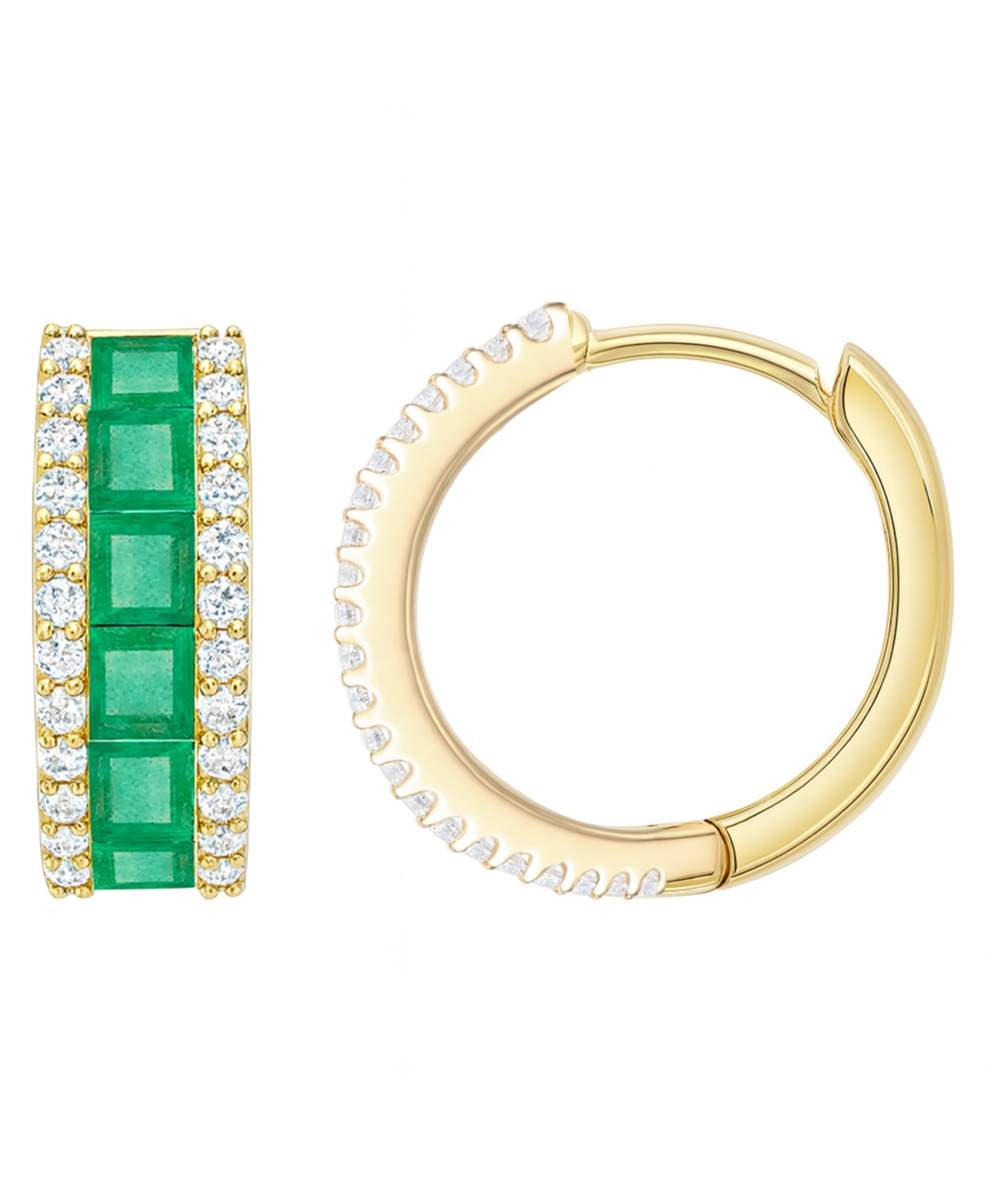 Macy's Emerald (1-1/3 ct. t.w.) and Diamond (1/4 Earrings 14K White Gold