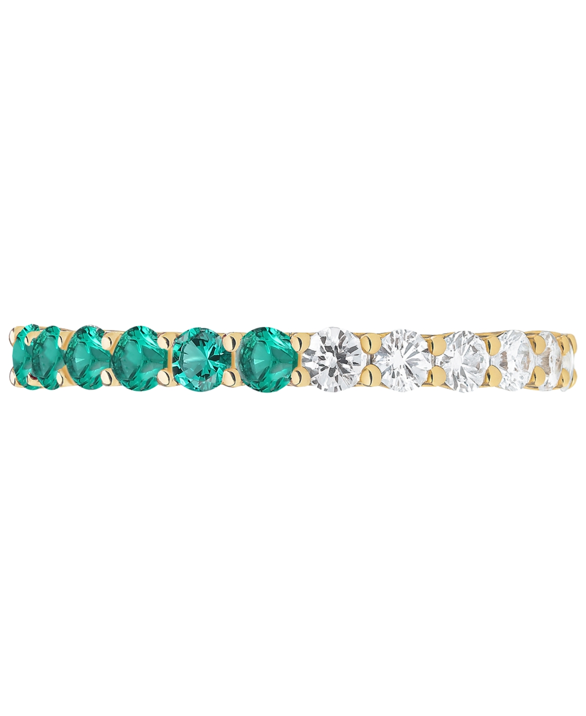 Macy's Lab-grown Emerald (5/8 Ct. T.w.) And Lab-grown White Sapphire (1 Ct. T.w.) Band Ring In 14k Gold Ove In Gold