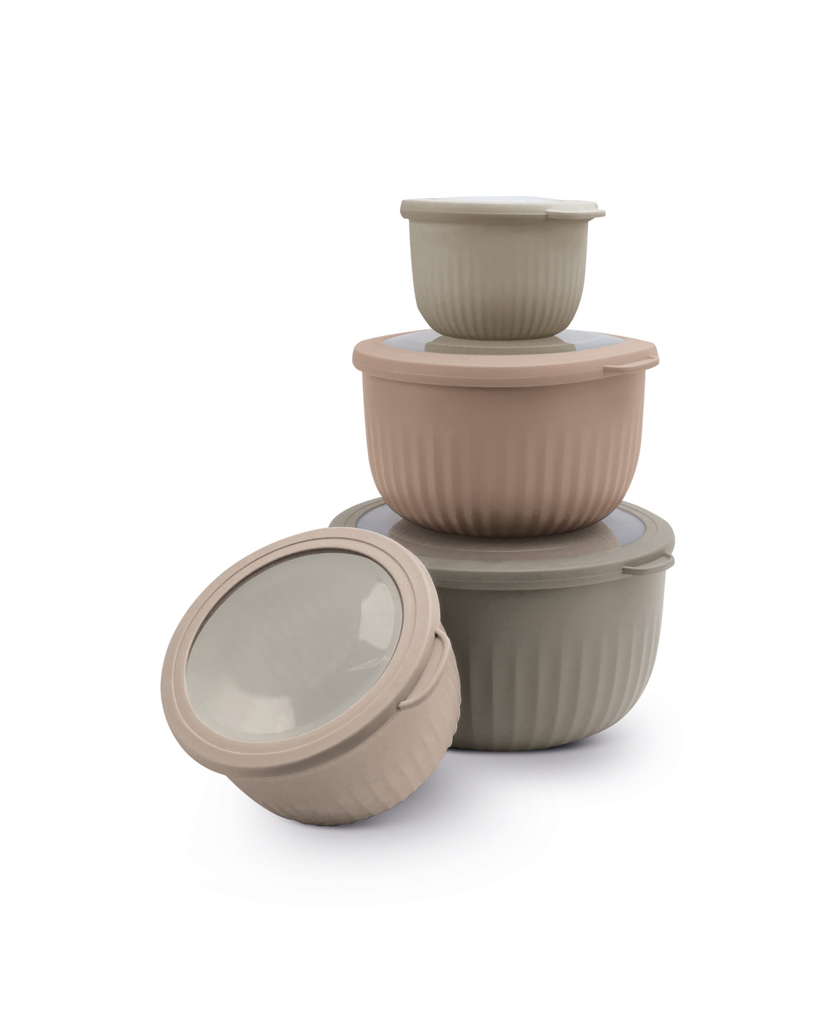 Art & Cook 8-pc. Round Nesting Bowls Set With Lids In Brown