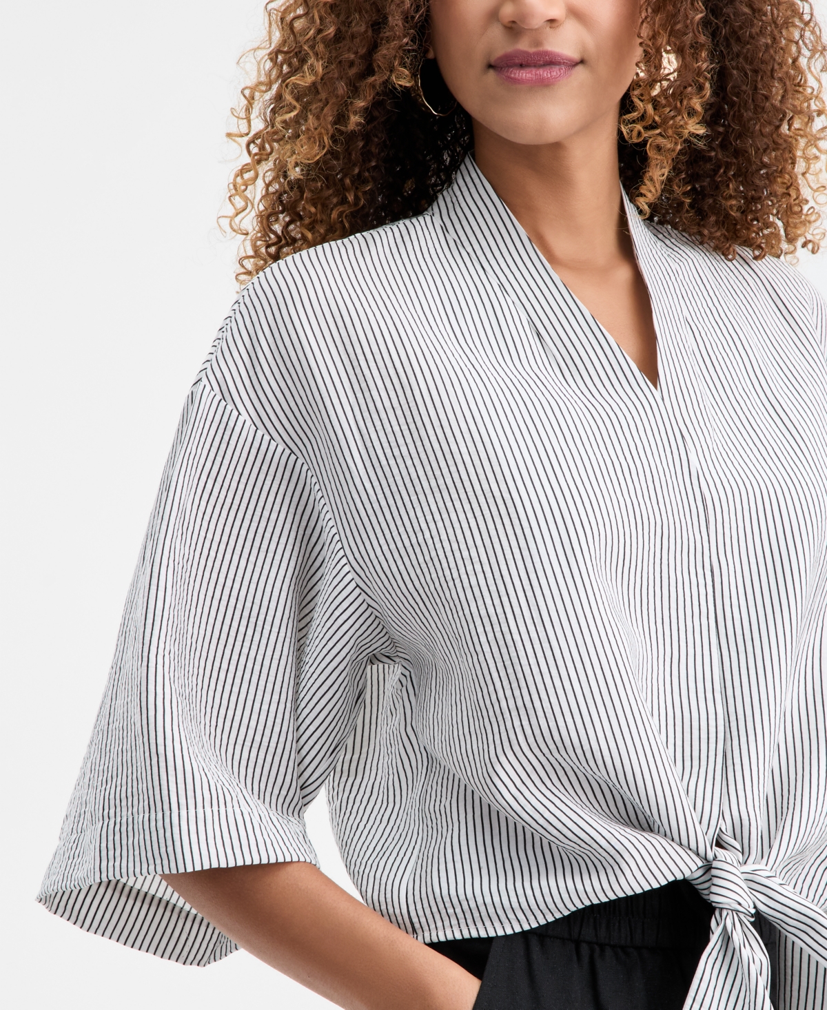 I.n.c. International Concepts Women's Printed Tie-Hem Top, Macy's Exclusive