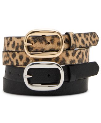 Steve Madden - Women's 2 Piece Leopard and Textured Belt
