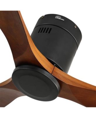 52-inch Modern Black 3 Solid Wood Blade Ceiling Fan with 6-speed Remote Control and Forward Reverse Rotation Function for Indoor