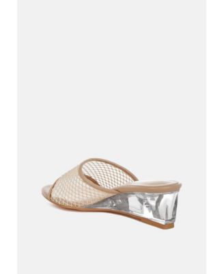 Womens Tempra Mesh Clear Heel Wedge Sandals
