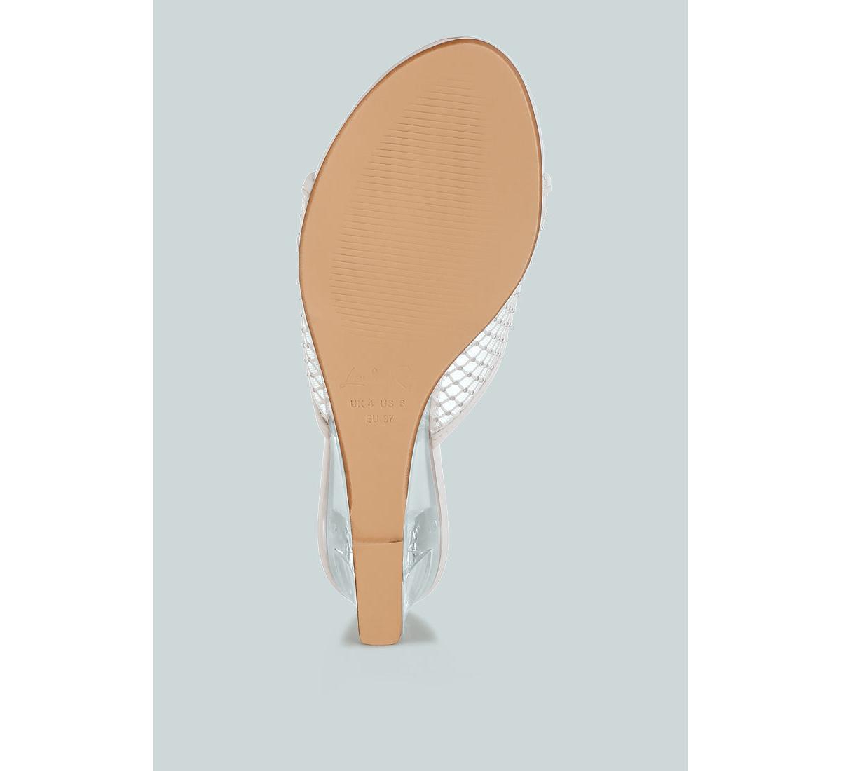 Tempra Mesh Clear Heel Wedge Sandals