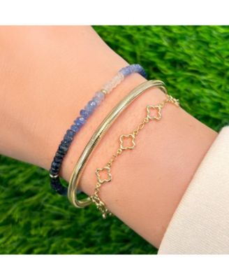 Blue Sapphire Ombre Bead Bracelet 14K Gold