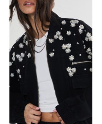 Embellished Flower Applique Jacket