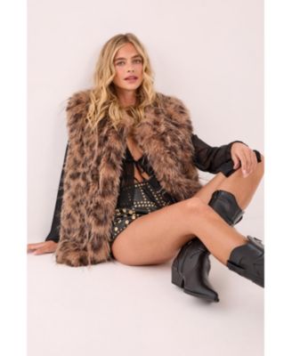Women's Leopard Print Faux Fur Gilet